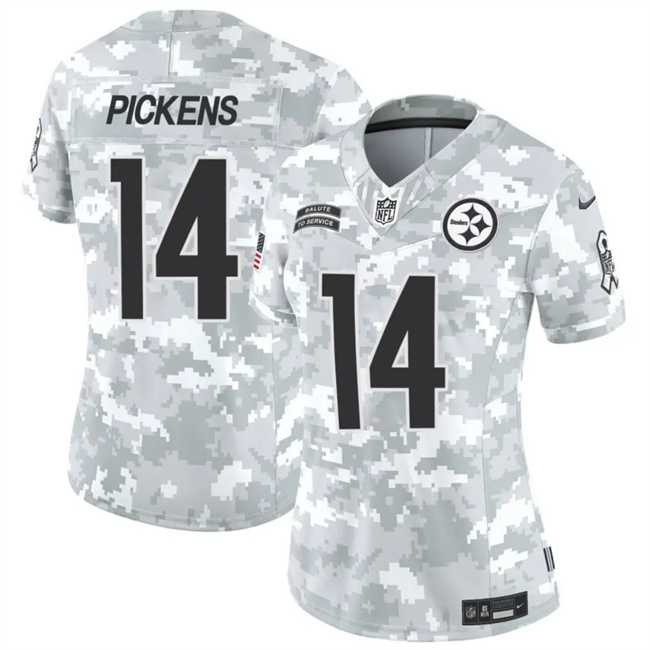 Women%27s Pittsburgh Steelers #14 George Pickens 2024 F.U.S.E Arctic Camo Salute To Service Limited Stitched Jersey Dzhi->pittsburgh steelers->NFL Jersey
